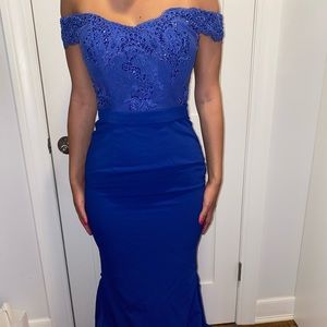 PORTIA & SCARLETT royal blue off shoulder dress